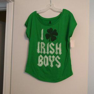 Juniors' I Love (shamrock) Irish Boys shirt M 7-9
